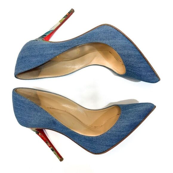 Christian Louboutin Pigalle Follies 100 Pumps EU 36 US 6 Blue Jean Denim Heels - Picture 7 of 9
